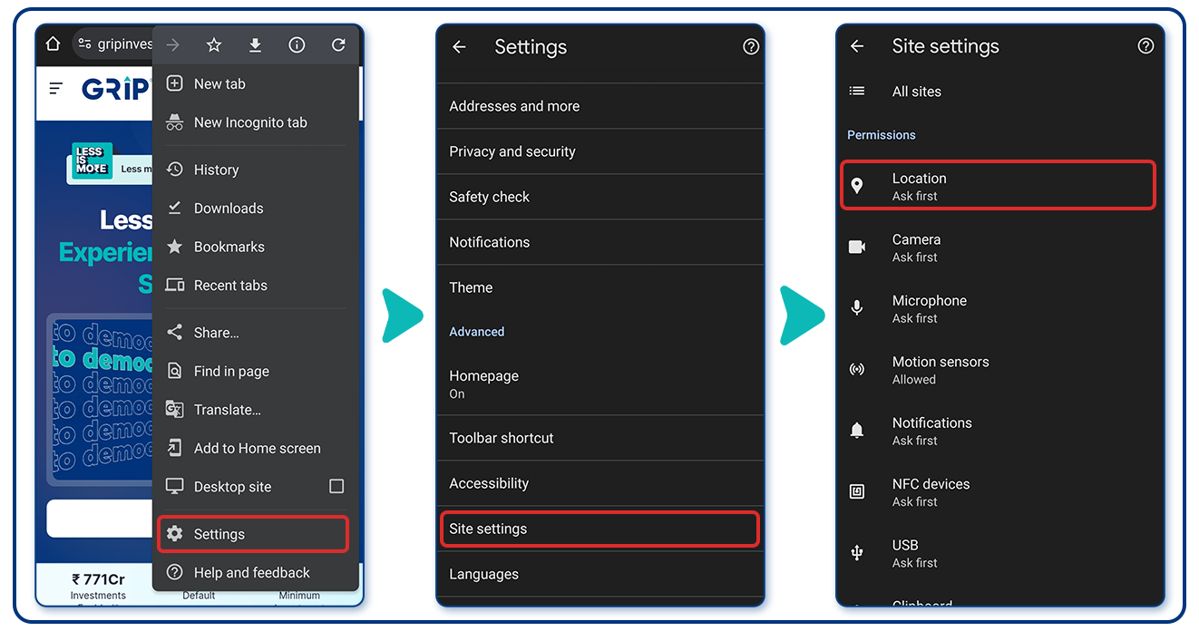 Android Settings for Location